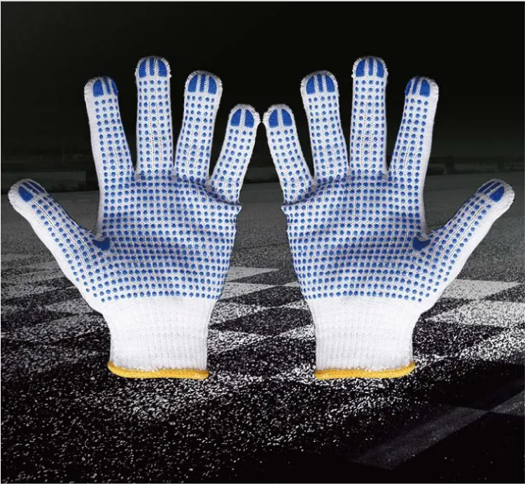 Wholesale Labor Garden Industrial Work Safety Knitted Cotton PVC DOT Non-Slip Gloves