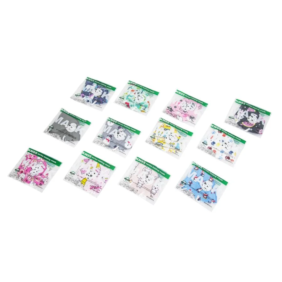 Kids KN95 Face Mask Breathable 5 Layers Non Woven Children Protective Face Mask with Valve Cute Printing