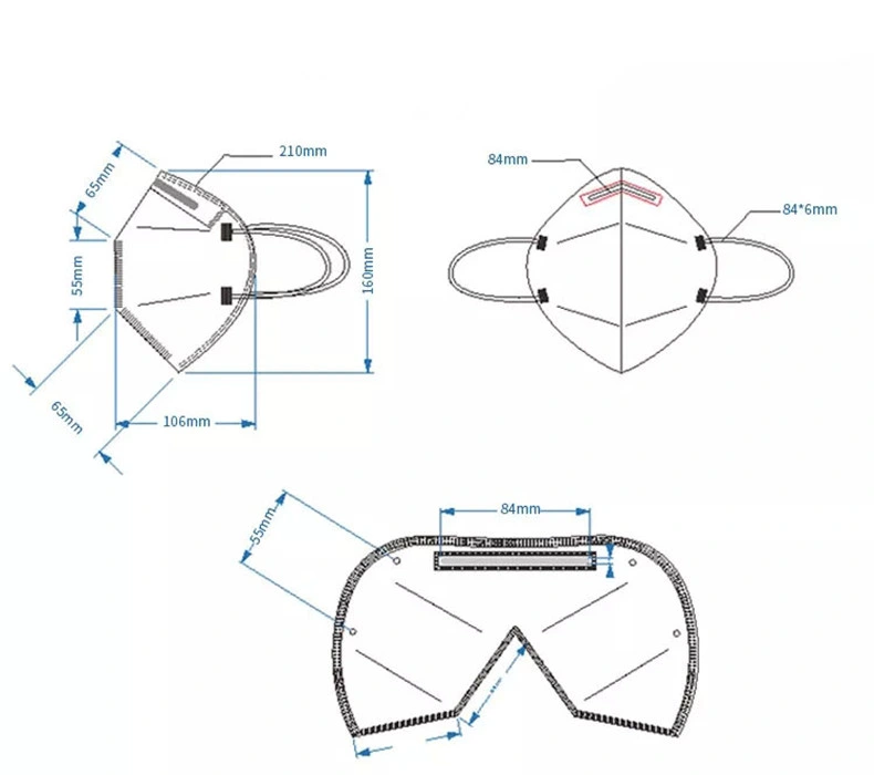 FFP2 KN95 Mask CE En149 Face Masks Particulate Filter Respirator N95 Face Mask Dust Mask Disposable Mask Economical Class Flat Fold Dust Mask