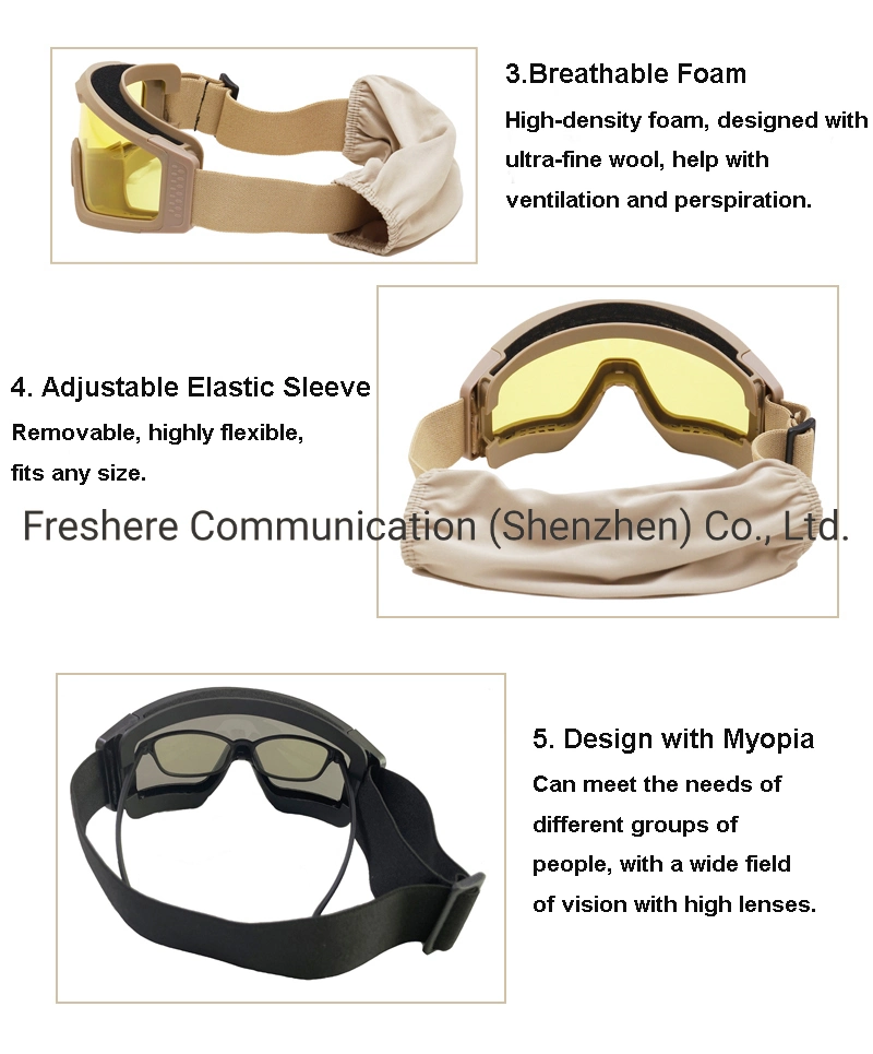 Tactical Goggles with Interchangeable Lens Anti Fog Glasses Shooting Safety Goggles