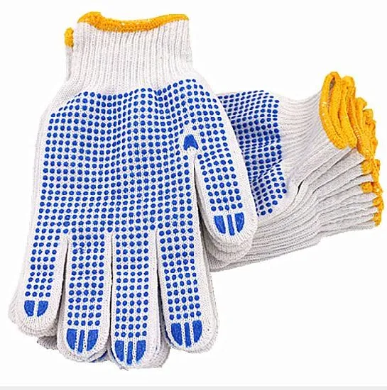 Commerce de gros du travail de jardin de la sécurité des travaux industriels en coton PVC Gants antidérapants DOT